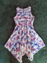 Śliczna letnia zwiewna niebieska sukienka dla dziewczynki h&m roz.140
