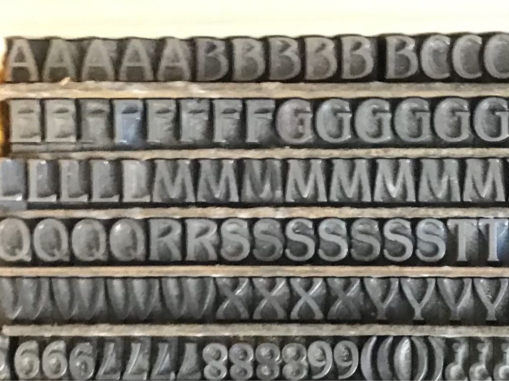 Tipos Letras Fonte tipográfica em chumbo serifada