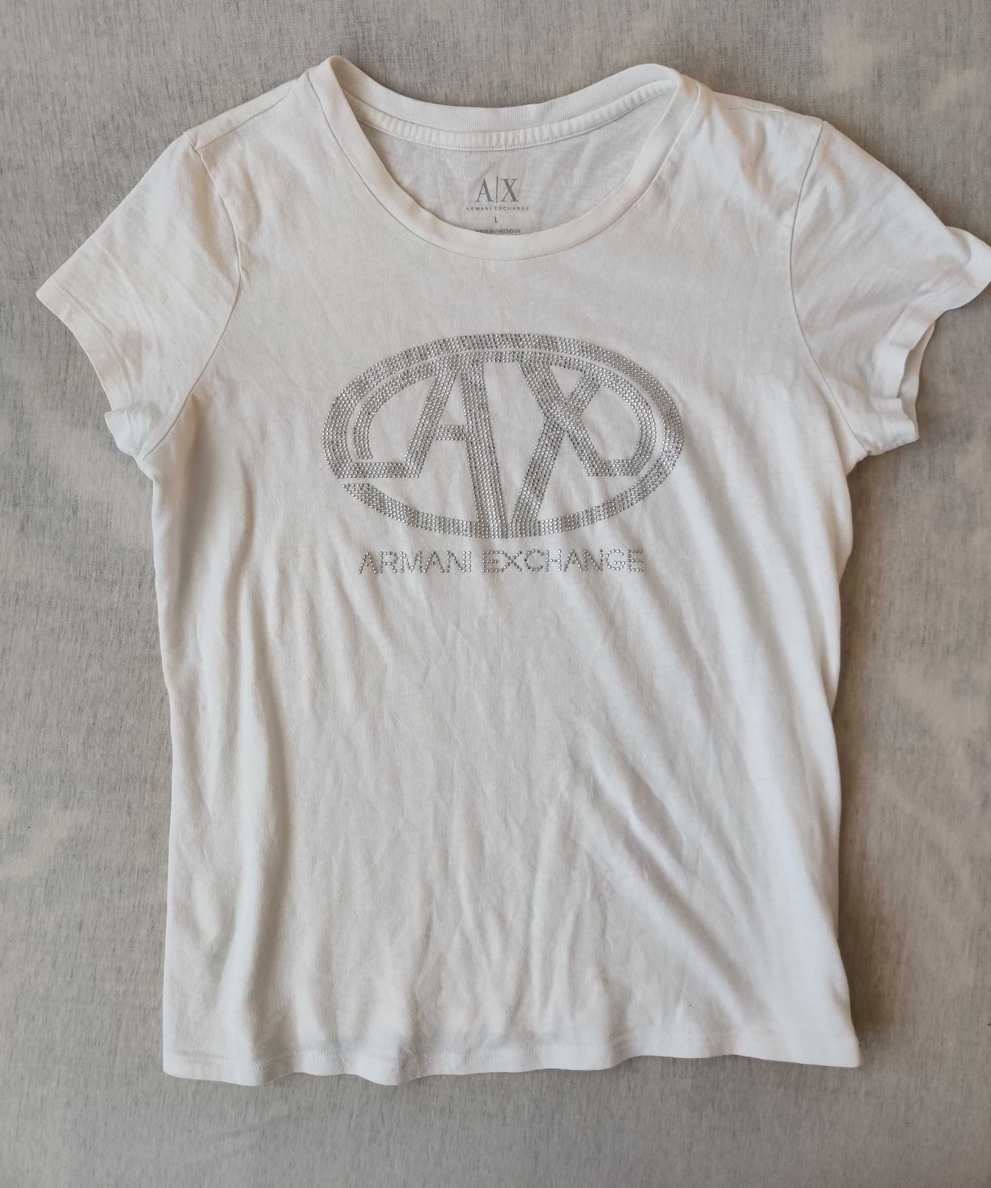 Armani t-shirt oryginalna koszulka z krótkim rękawem L biała damska