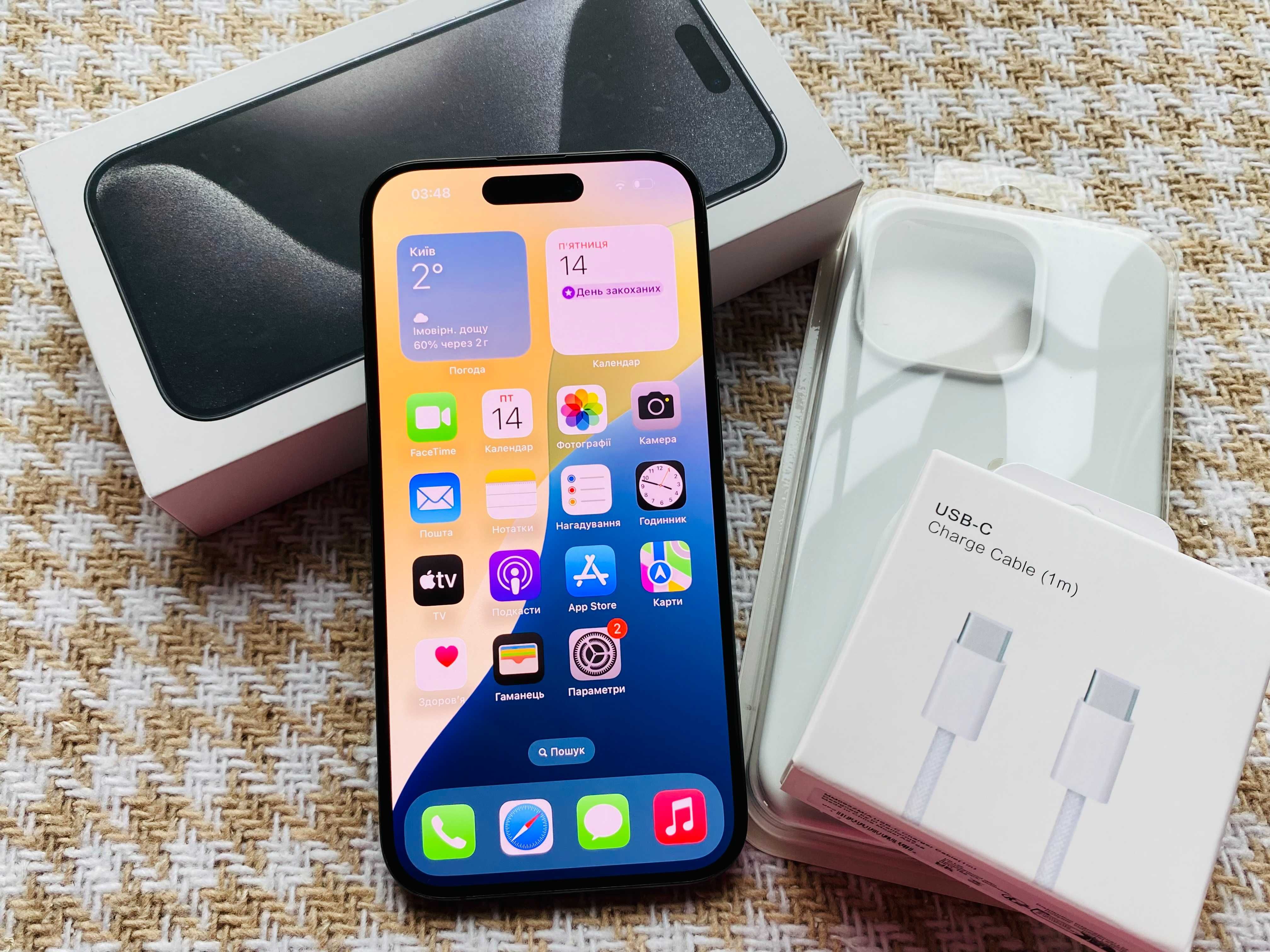 IPHONE 15 PRO 512Gb АКБ 95% Відмін.стан Black Titanium NEVERLOCK 98466