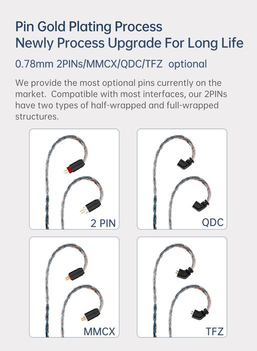 Аудио кабель 16-жильный KBEAR ST16 Cristal посеребренная медь