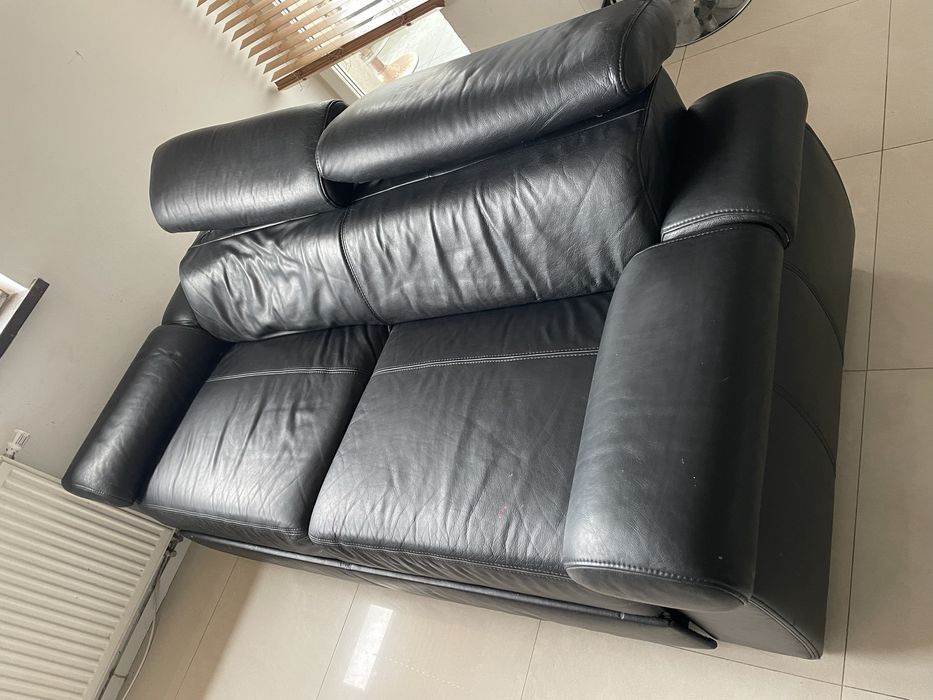 Sofa ze Skory naturalna czarna Ladna