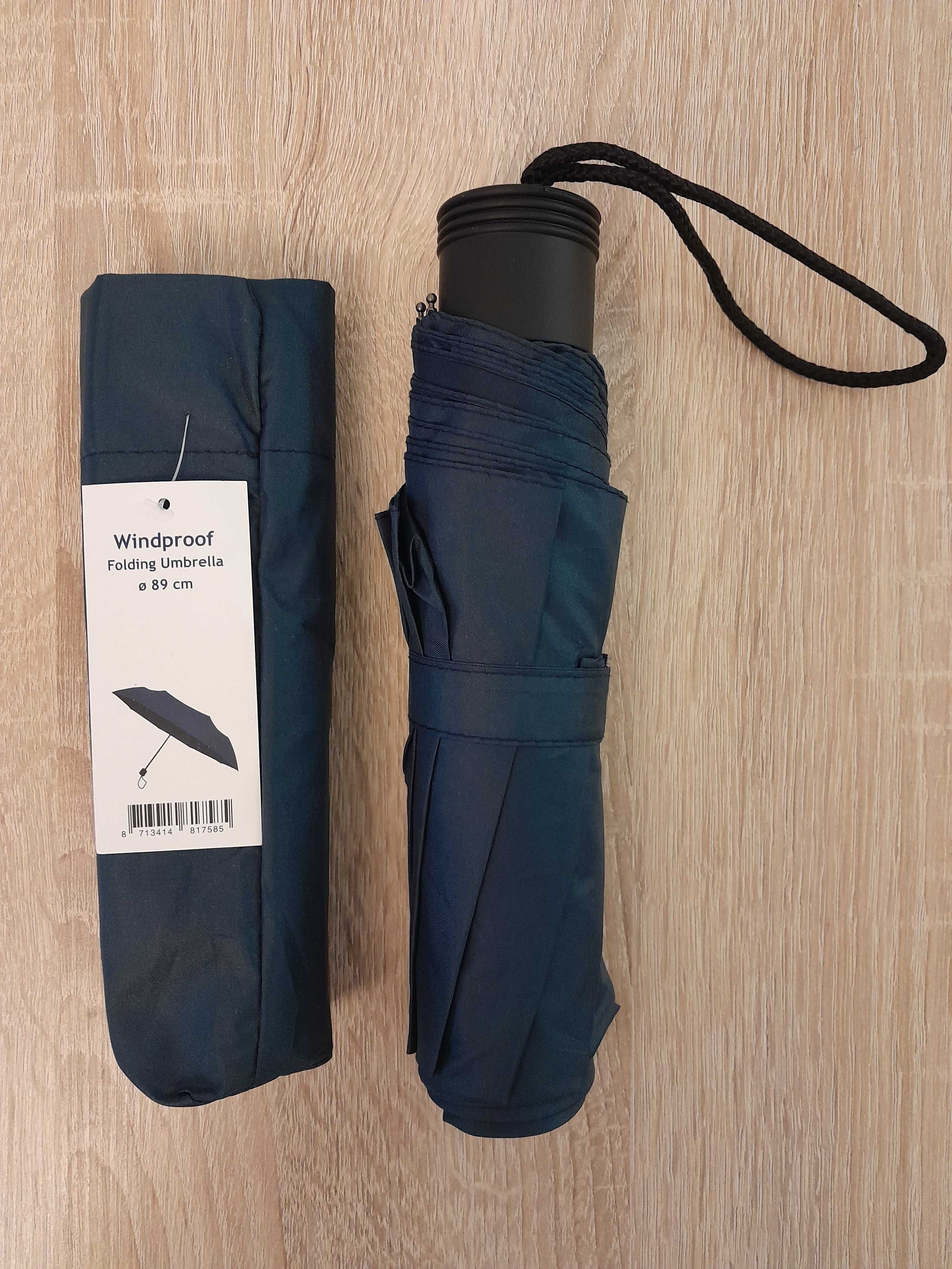 Nowy mini parasol półautomatyczny_Windproof_Umbrella_89 cm, granatowy