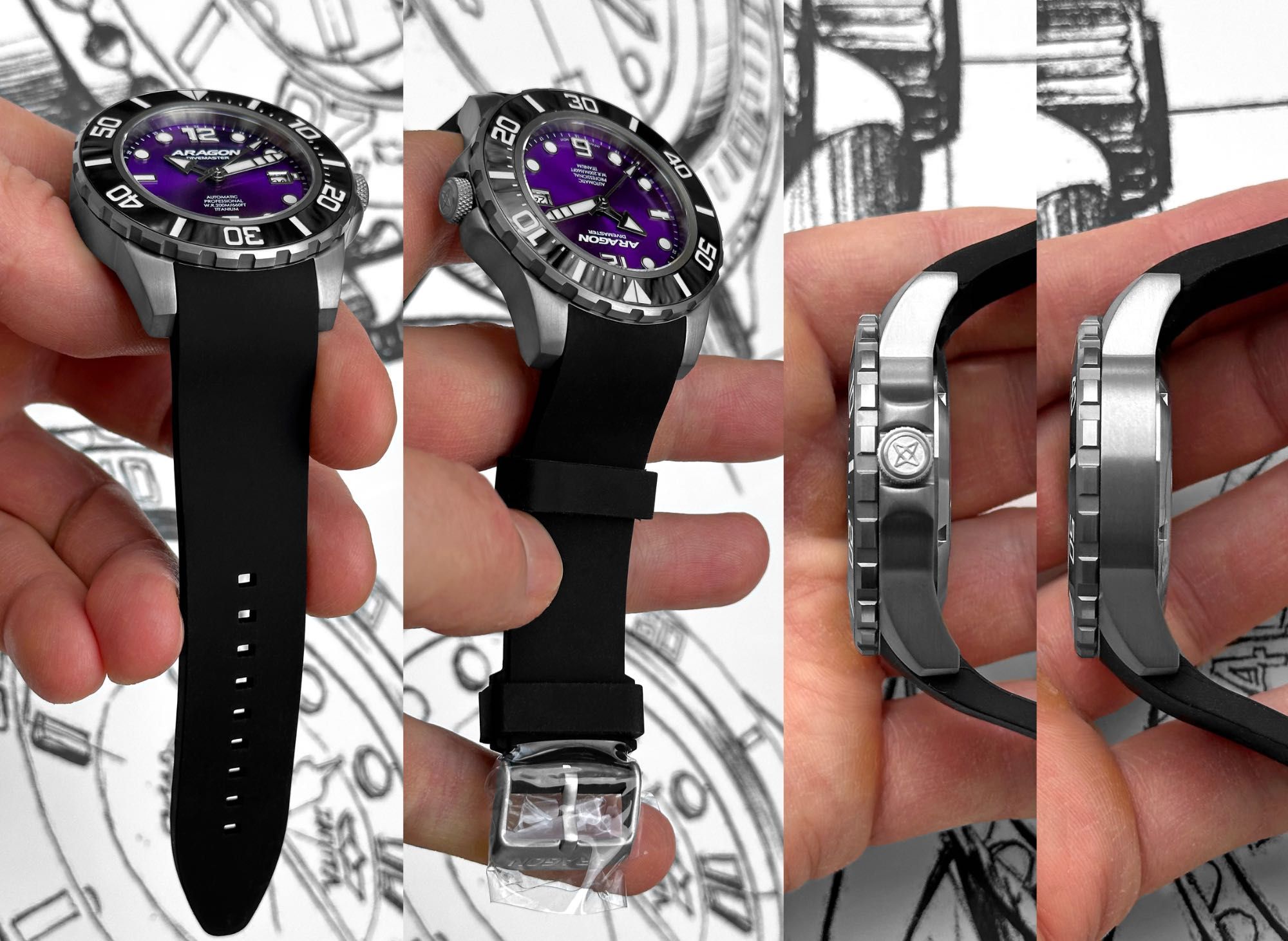 Часы ARAGON DM Titanium Ceramic Sapphire Automatic 50 mm. 200 MT.