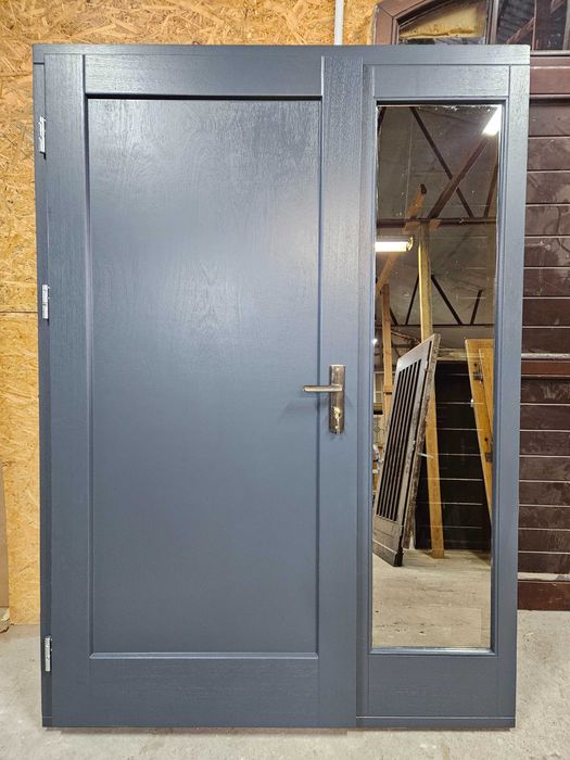 NOWE DRZWI Zewnętrzne Dębowe Doświetle Wejściowe 151x213cm Antracyt