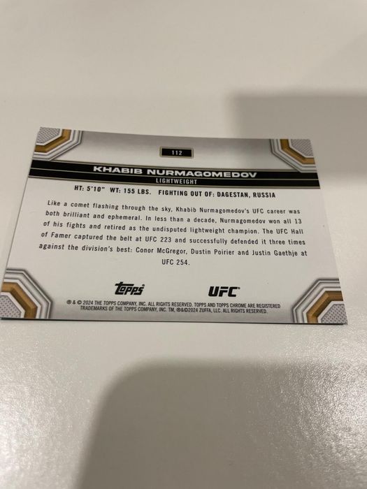 Khabib Nurmagomedov 2024 Topps Chrome UFC #112 Aqua Refractor /199