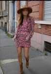 ZARA! Sukienka w kwiaty drapowana mini boho bufiaste rekawy S