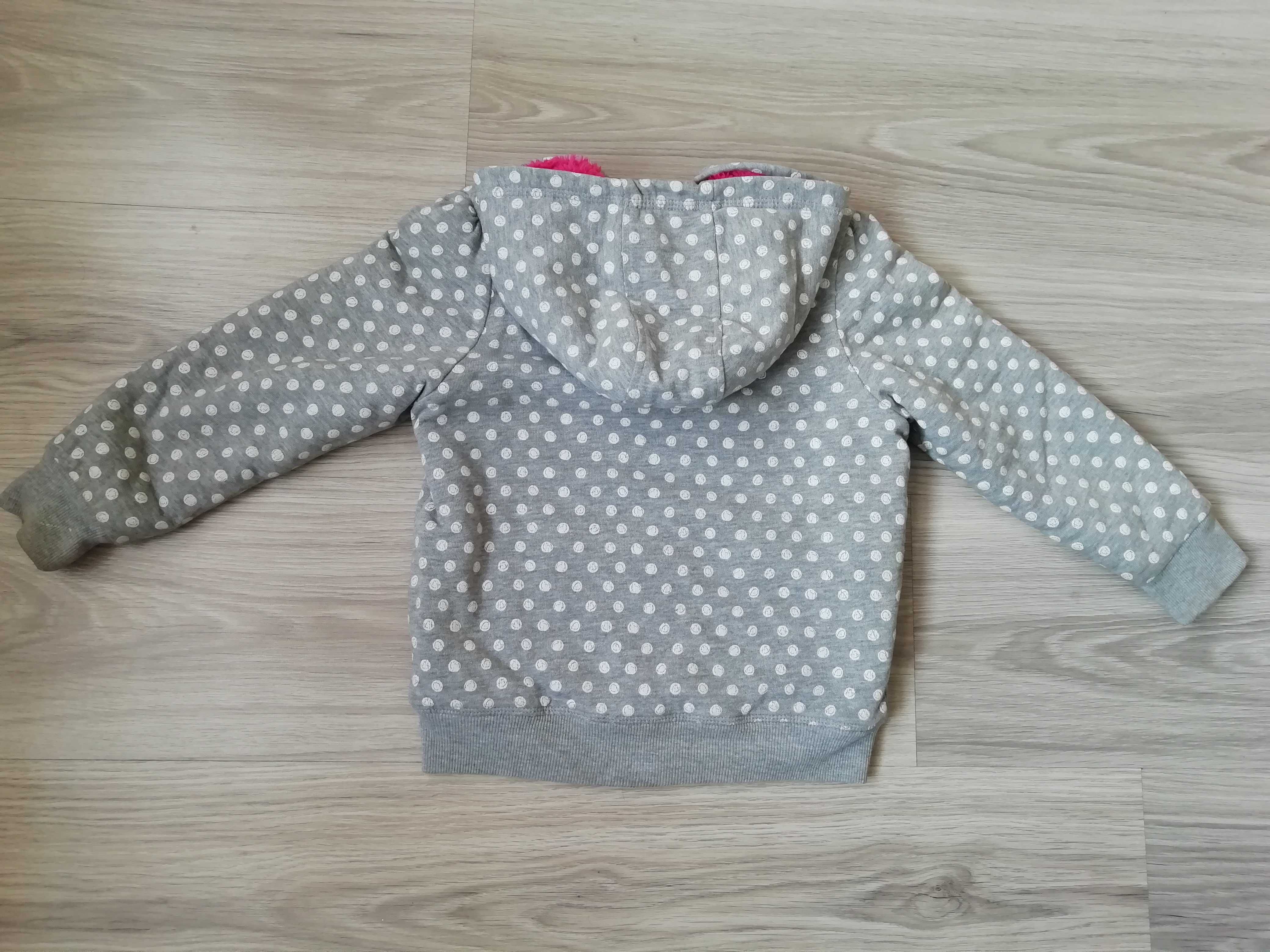 Ciepła Bluza dla dziewczynki rozpinana z kapturem Lupilu 4-6 lat
