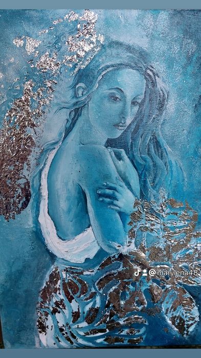 Pinturas em acrílico e folha de ouro