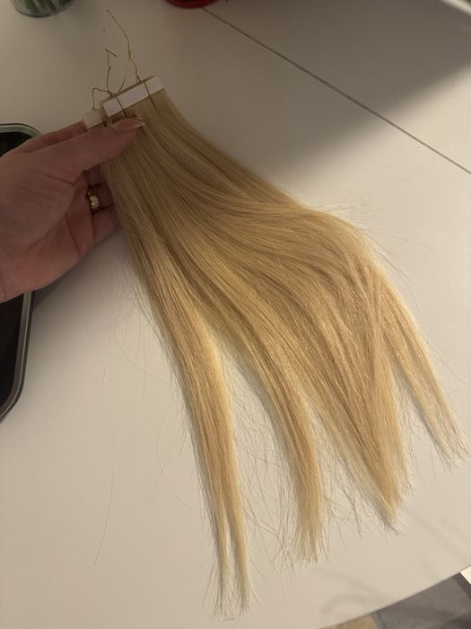 Włosy naturalne tape on kanapki jasny blond 32 cm