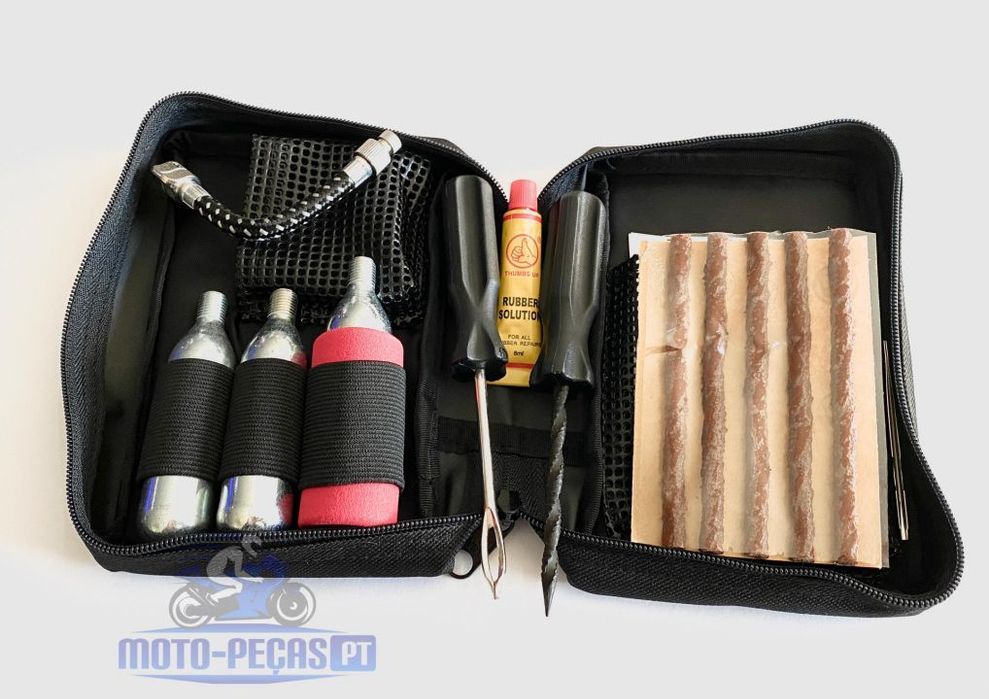 kit reparaçao furos pneus moto tubeless