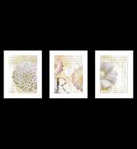 Komplet 3 Plakatów - Białe Kwiaty w Stylu Shabby Chic