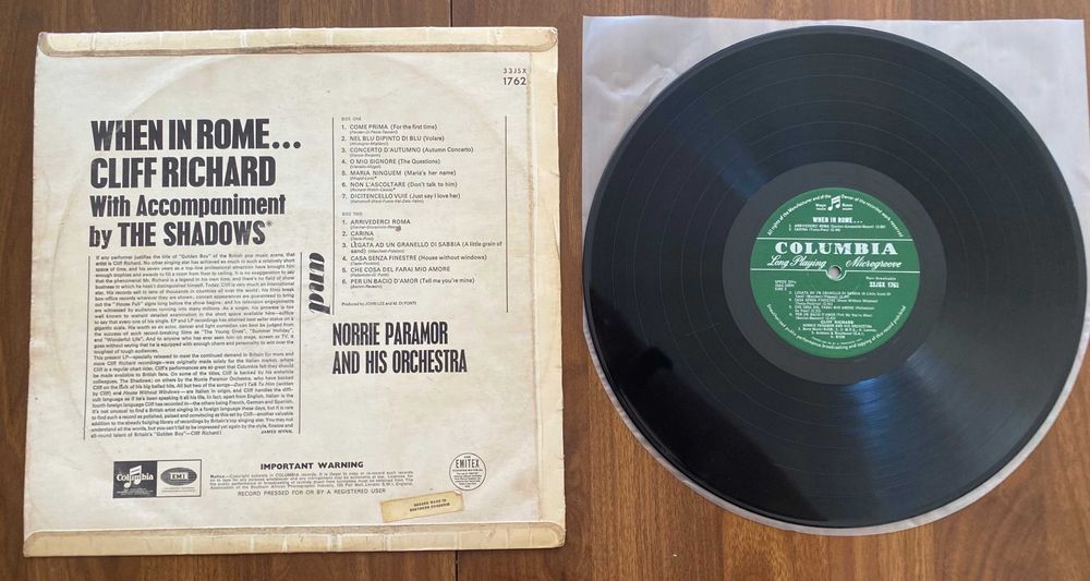 Disco de vinil: Cliff Richard - When in Rome...