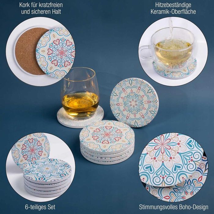 Spodek pod filiżankę kubek ceramiczna podstawka 6szt