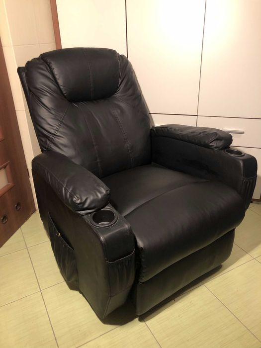 Fotel bujany, obrotowy, rozkładany z masażem i grzaniem