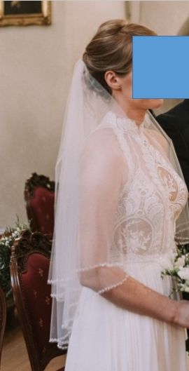 Suknia ślubna ecru wzór oryginalna 38 M