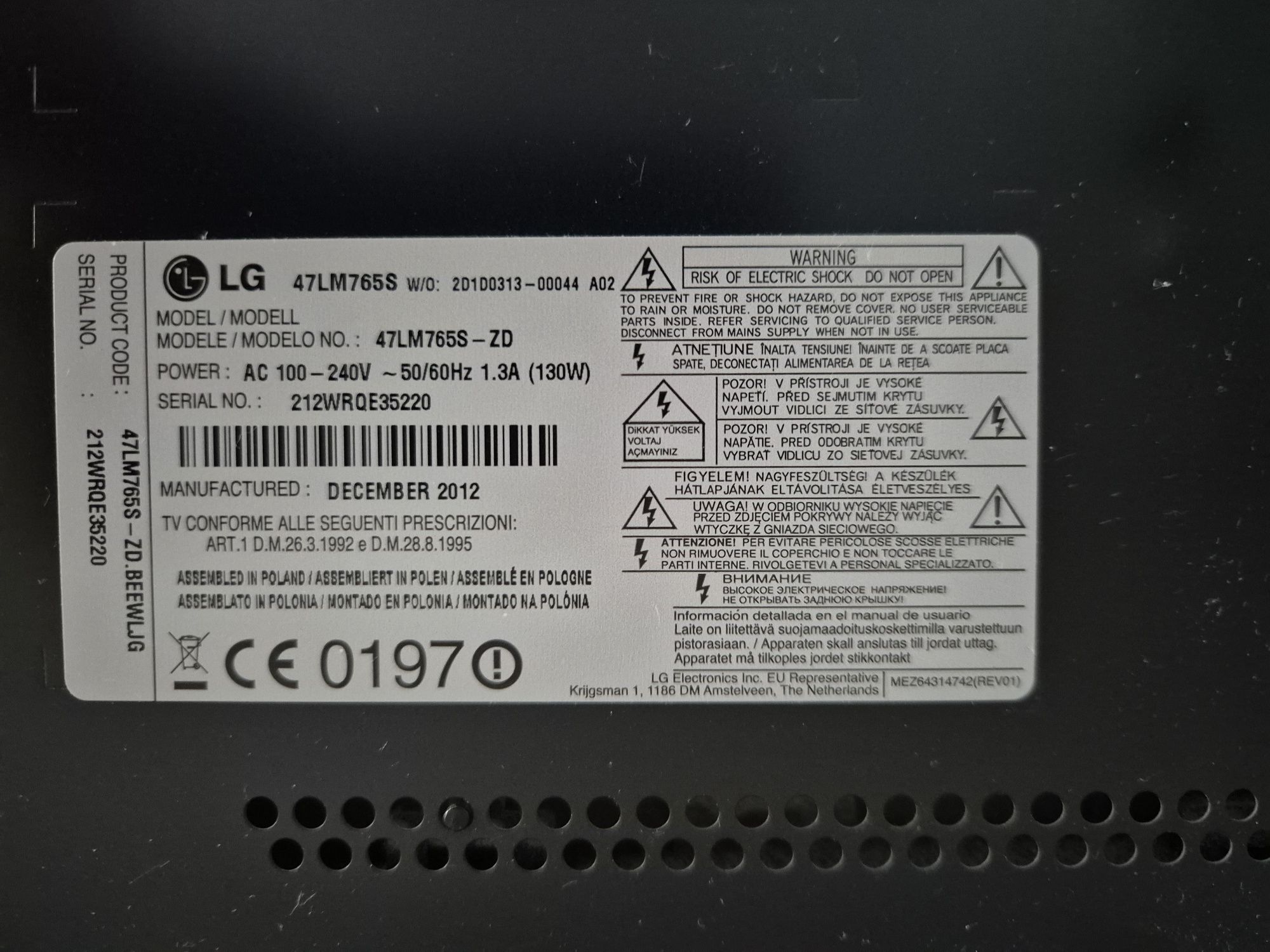 LG 47LM765S Telewizor 3D LG