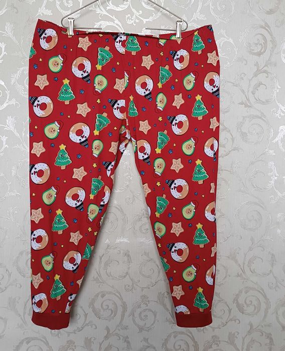 22-24 56-58-60 яскраві домашні піжамні штани новорічні ялинки бавовна