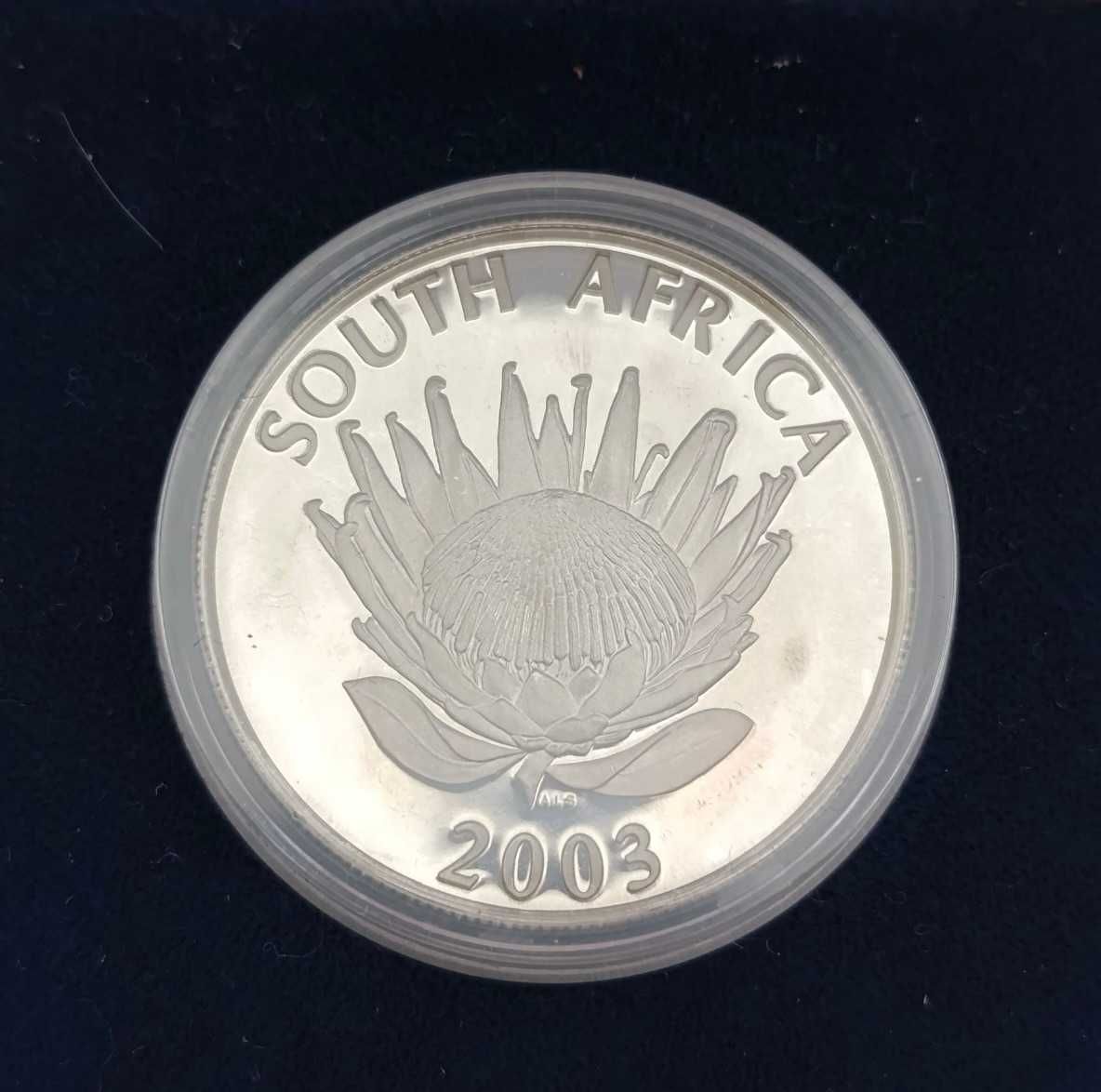Moeda de prata protea Cricket R1 proof de 2003 da RSA (Reservado)