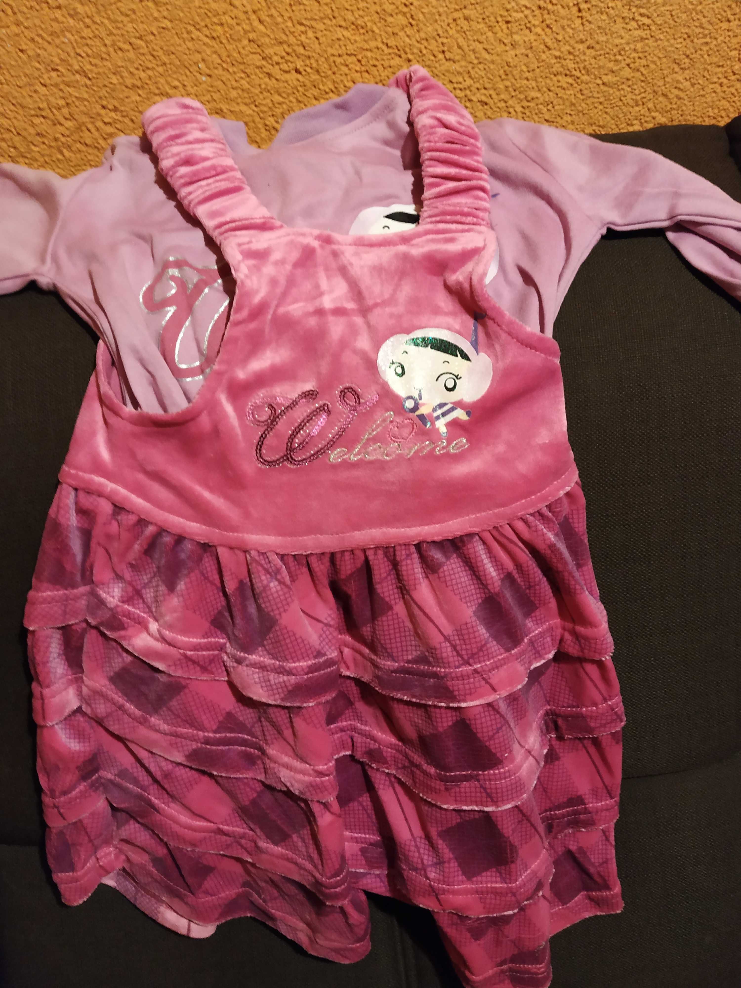 Sukienka różowa plus bluzka Zestaw 4 latka około 110-116