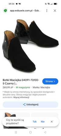 Buty botki Maciejka skórzane 36