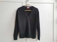 Czarny wełniany sweter 100% merino zapinany Paul Kehl M 38