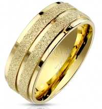 Stalowy pierścionek w kolorze złotym rozm. 27 8 mm