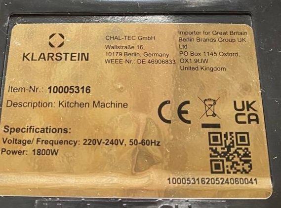 Тістоміс / тестомес / міксер / миксер / Klarstein  з Німеччини 1800w