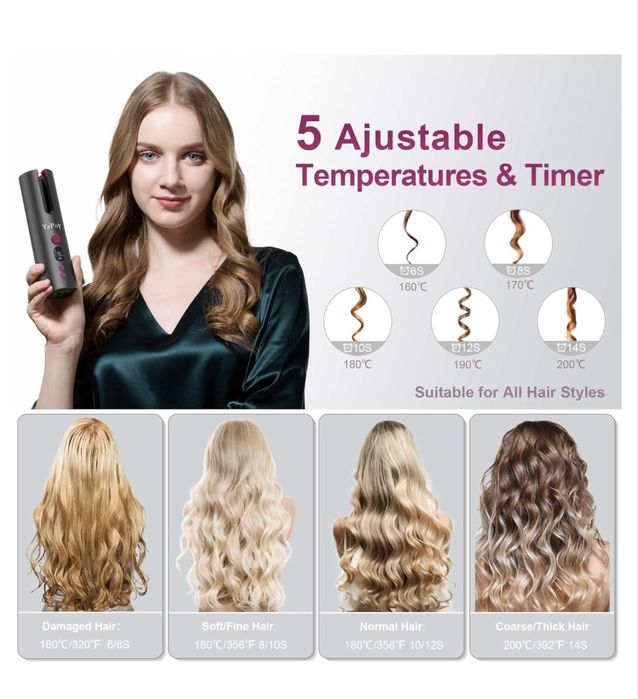 Щипці для волосся YaPoY YB100. Бездротові щипці для волосся