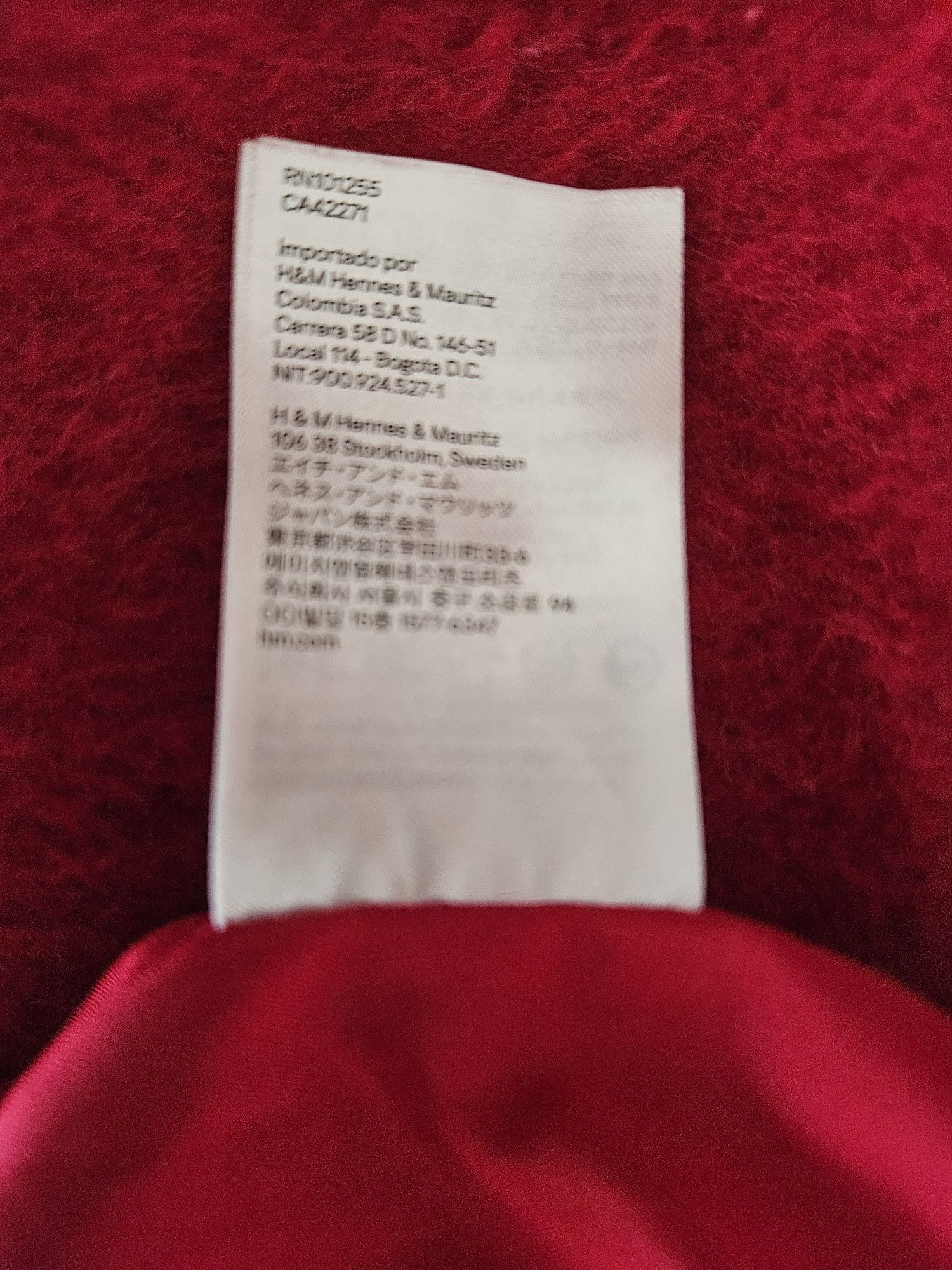 Płaszcz H&M, w malinowym kolorze, rozm oversize