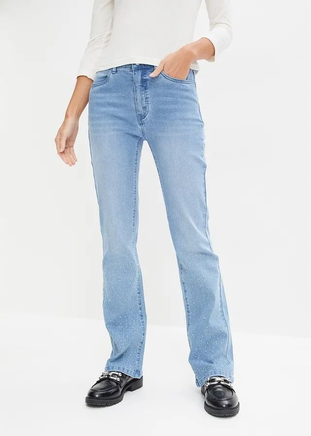 B.P.C jeansy bootcut ze sztrasami ^46