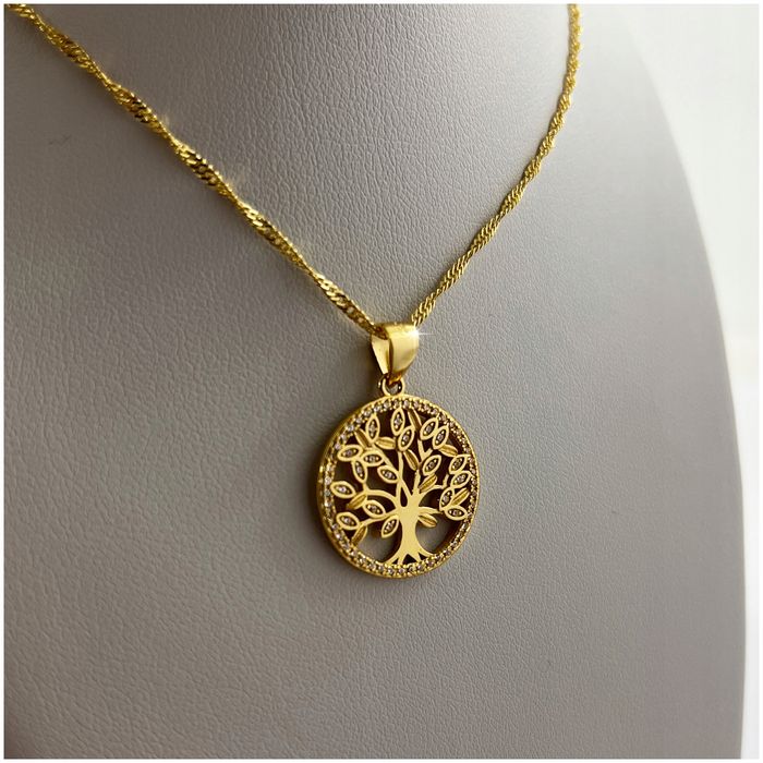 Złoty Łańcuszek Z Zawieszką Drzewko Szczęścia Prezent Dla Córki Wnuczk