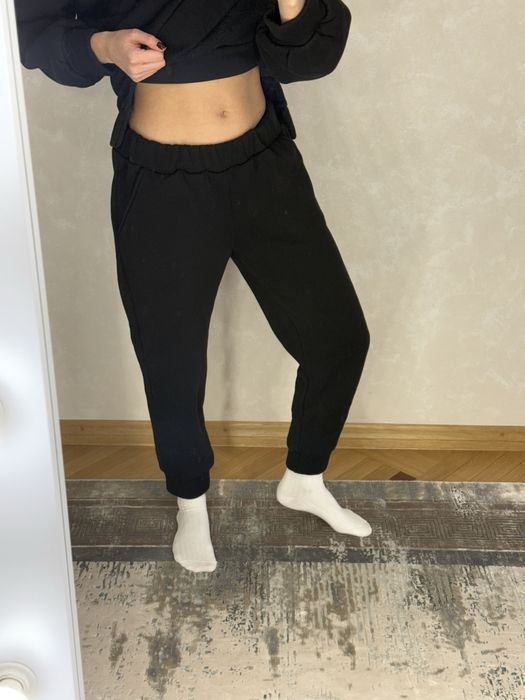 Чорний флісовий костюм жіночий S