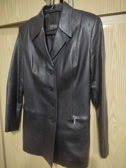 Пиджак кожаный чёрный новый