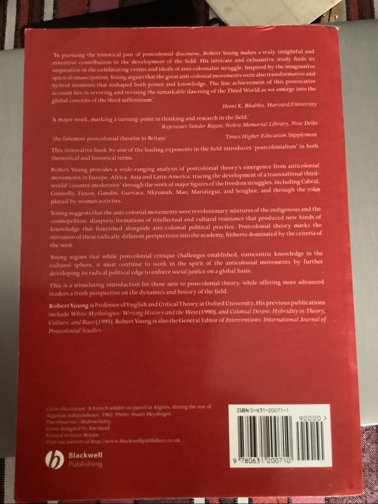 Postcolonialism - An Historical Introduction, Robert J. C. Young
