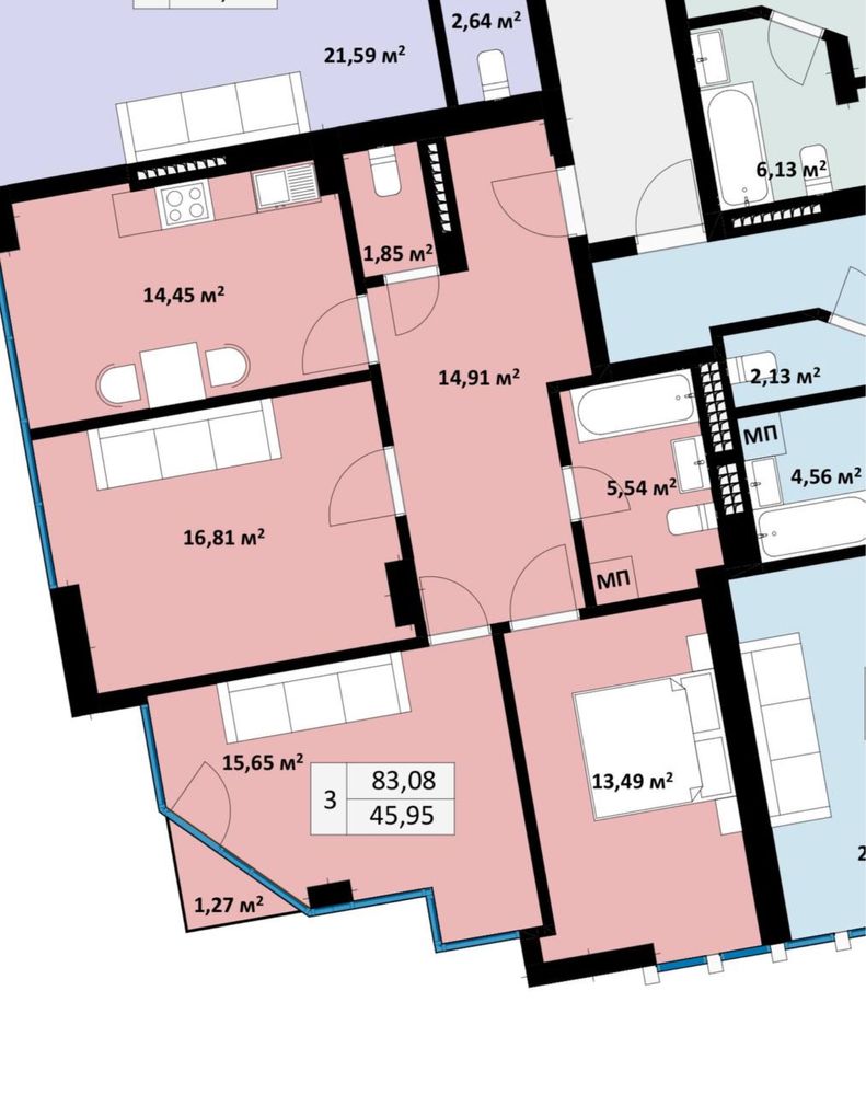 Продаж 3-кімнатної квартири в ЖК “UZH TOWERS”