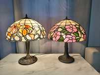 Tiffany lampy stołowe / nocne witrażowe motyw kwiatowy