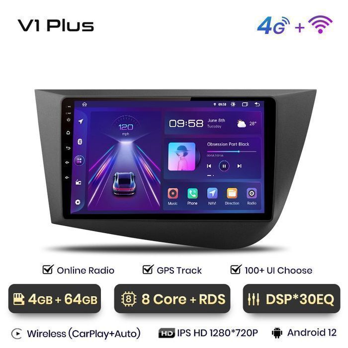 Radio nawigacja Seat Leon MK2 2005 - 2012 4G Carplay Android 4GB 64GB