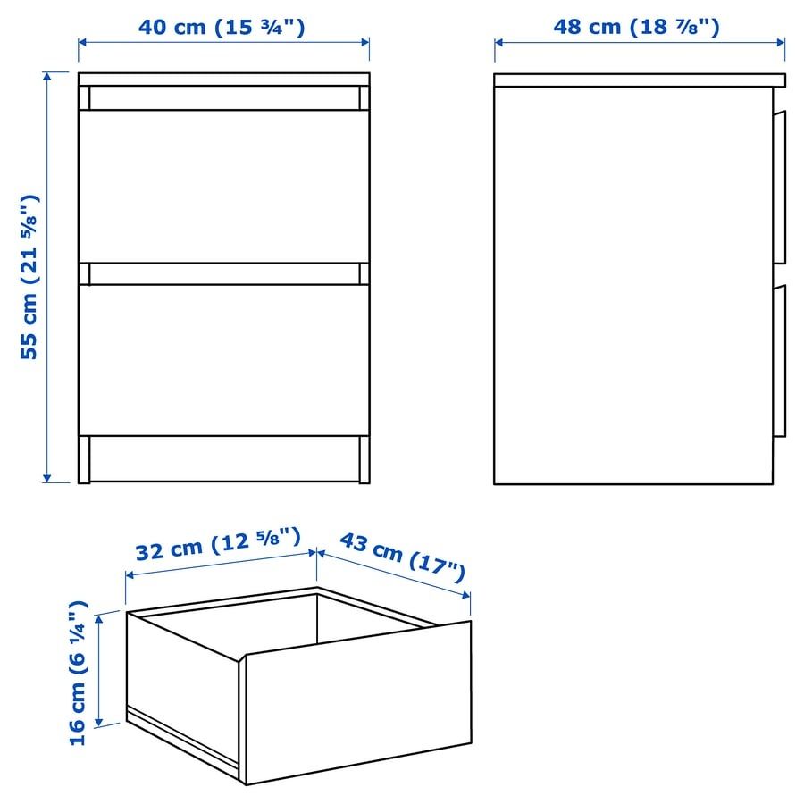 Cómoda IKEA MALM 2 Gavetas