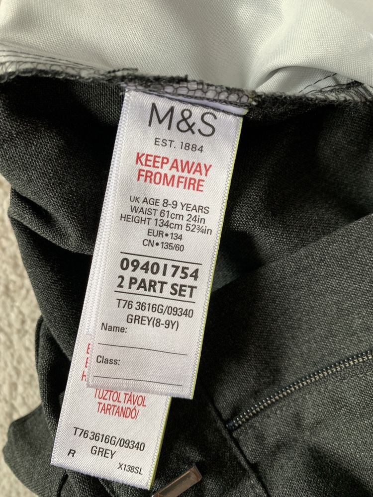 Koszula spodnie kamizelka zestaw elegancki M&S  134cm