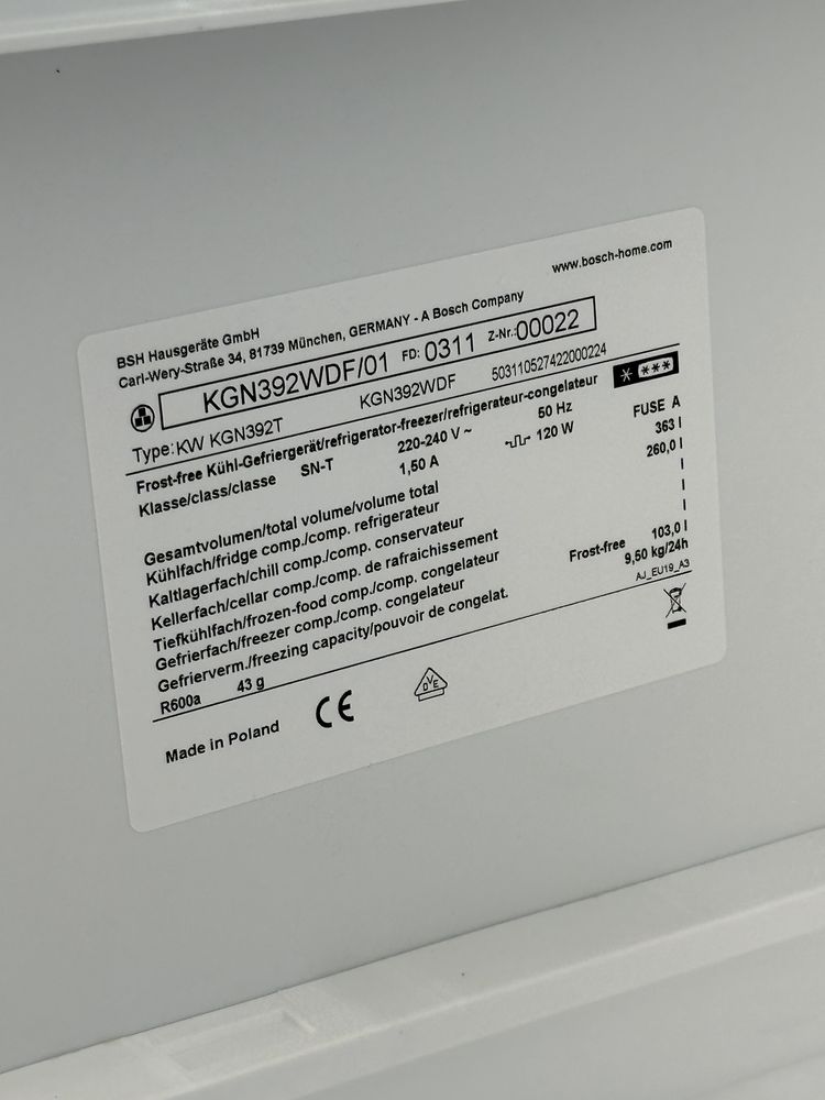 Lodowka wolnostojąca BOSCH KGN392WDF