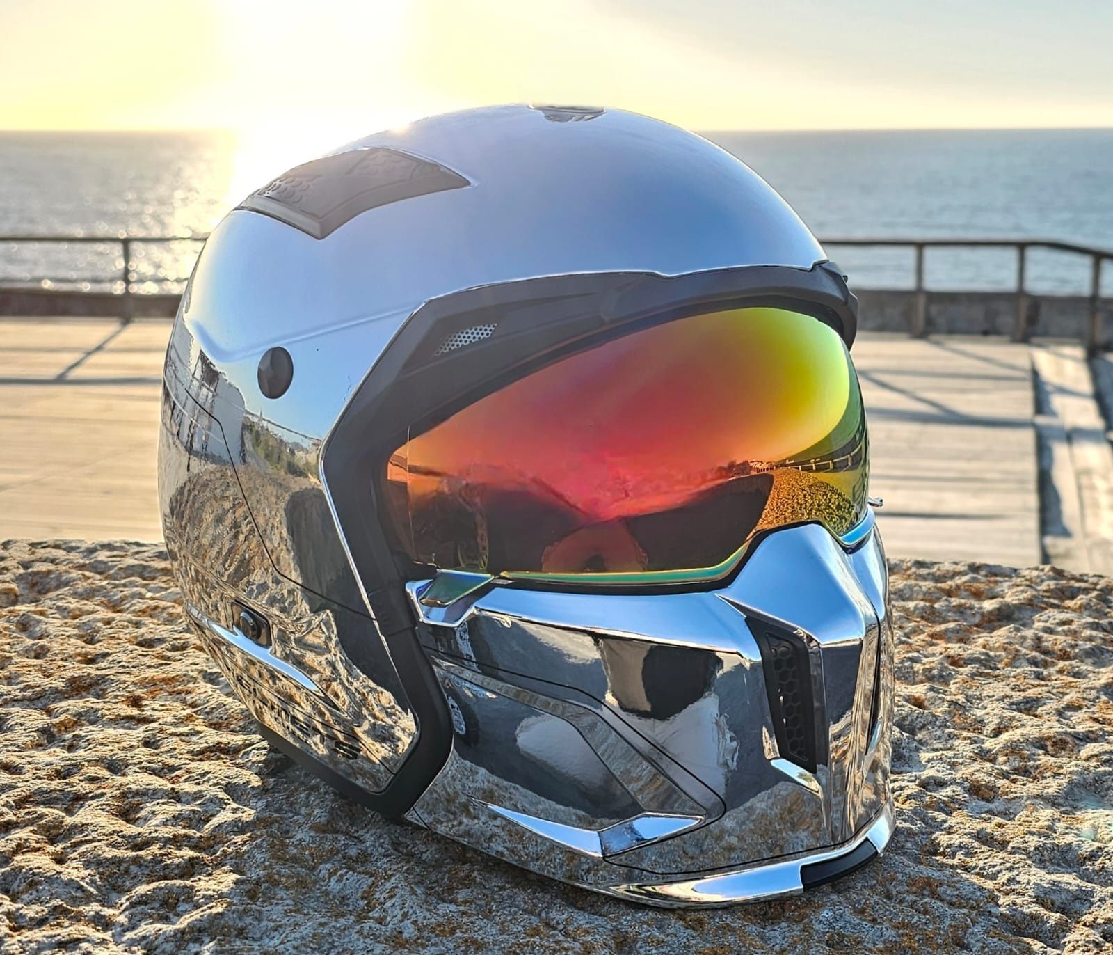Capacete MT Streetfighter SV Chromed Silver Tam M/L