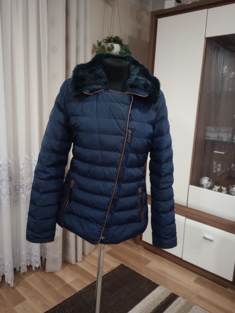 Kurtka zimowa damska ocieplana granatowa rozm M
