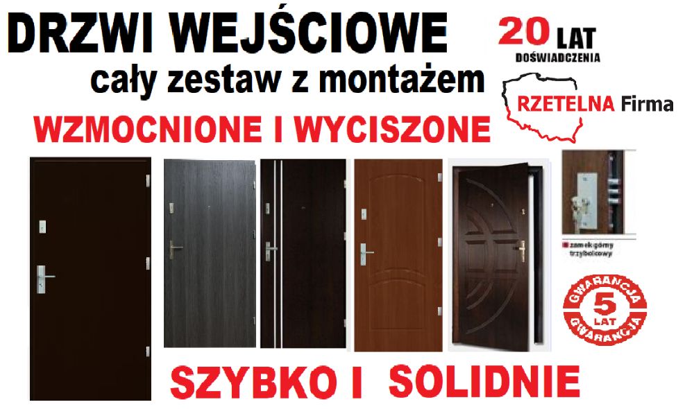 Drzwi z MONTAŻEM, zewnętrzne, WEJŚCIOWE do mieszkania-wewnątrzklatkowe