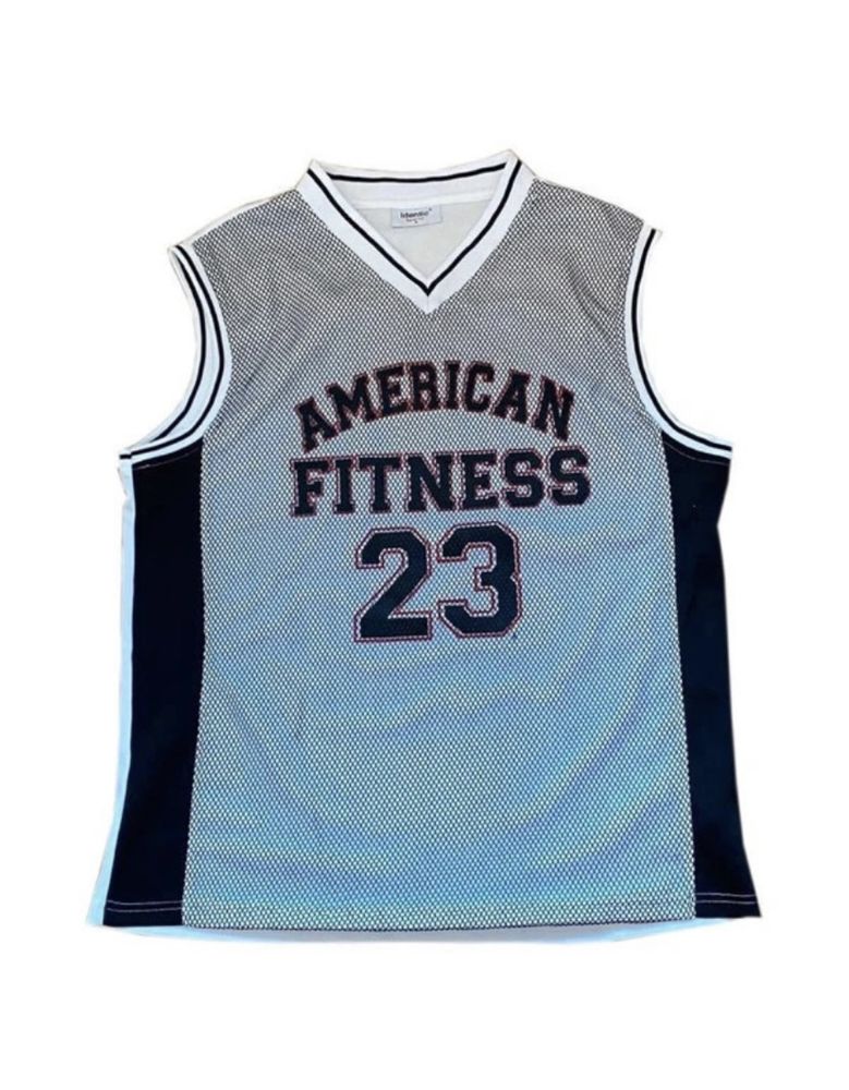Biały bezrękawnik American Fitness 23 Vintage okazja XL.