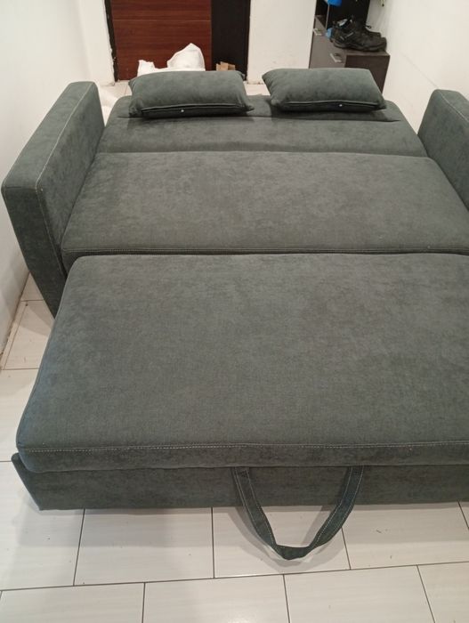 Sofa 2-osobowa Rozkładana do Spania, do 200 kg, Drewniana Rama