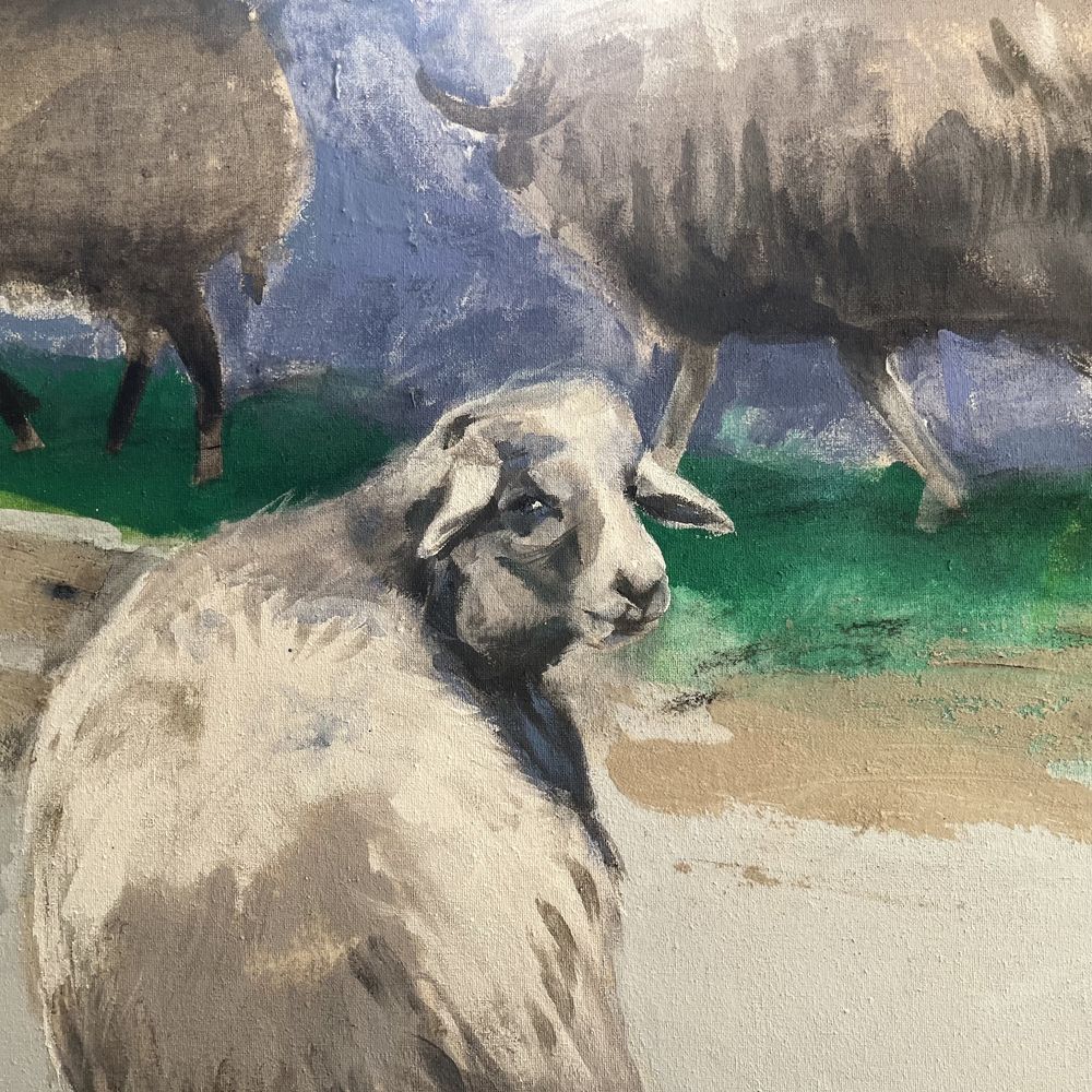 Картина акрил на холсті , диптих « вівці»