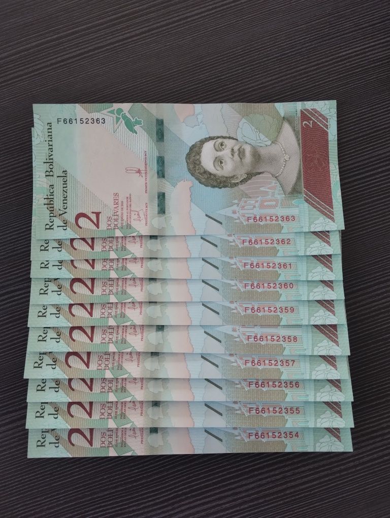 Banknoty, Wenezuela 2018, 10 x 2 bolivares, nowe, kolejne nry