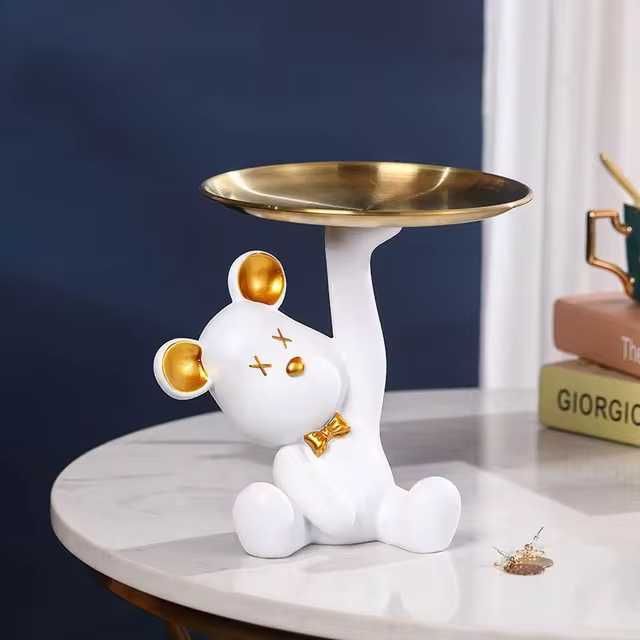 Statuetka dekoracyjna Miś z tacą na klucze, itp.