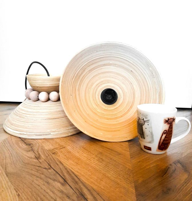 Lampa Wisząca Boho, Bambusowa, Drewniana Handmade